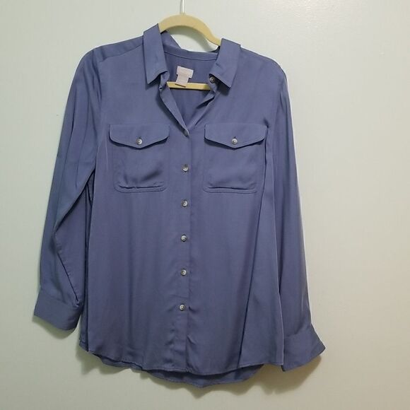 Chico's beautiful blue button up. Size 1 (L). - Picture 1 of 5